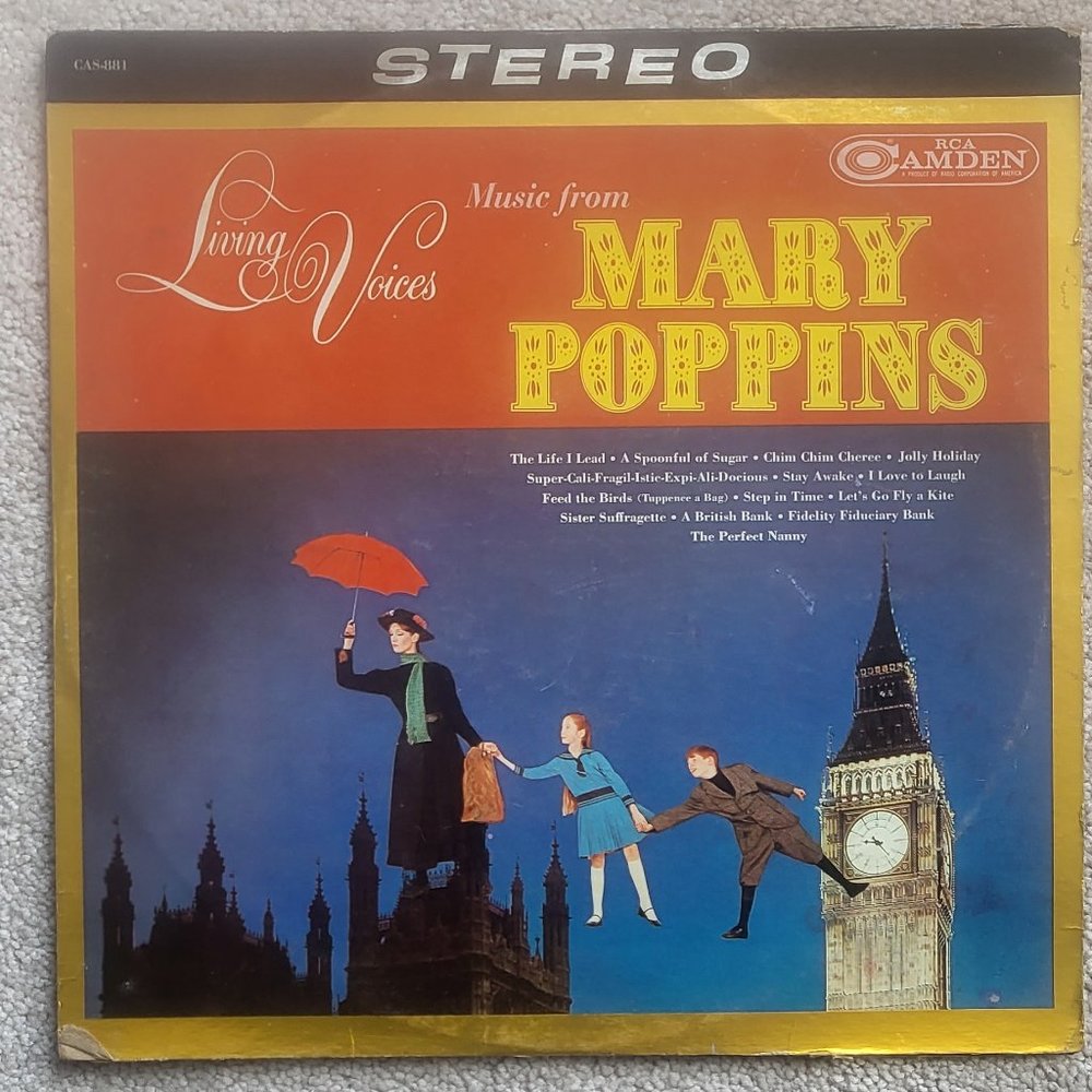 Vintage Mary Poppins LP Album 1965 for decor or crafting (has skips/scratches)